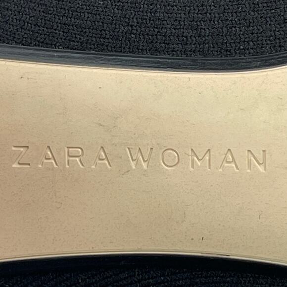 Zara Women's Black Stretch-Knit Pointed Toe Slip-On Heeled Sock Ankle Boot Sz 9 - Picture 6 of 7